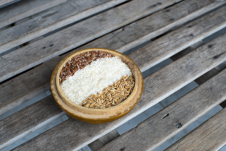 variety of rice on bowの写真素材