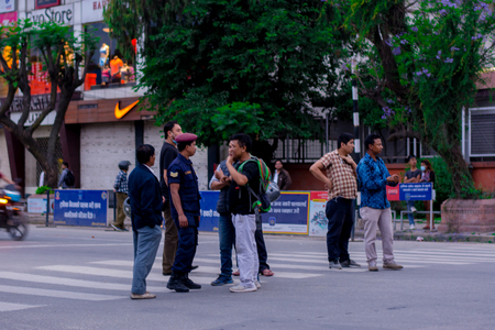 14 March 2017 : Protesters in front of the Narayanhiti palace on election day in Kathmandu Nepalのeditorial素材
