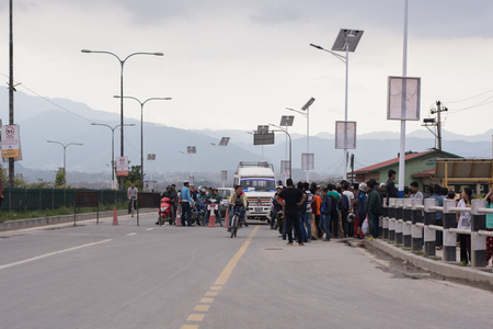 14 March 2017 : strict police check on Araniko highway on election day in Kathmandu Nepalのeditorial素材