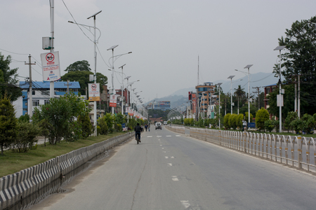 14 March 2017 : empty roads in Kathmandu on election day in Nepalのeditorial素材