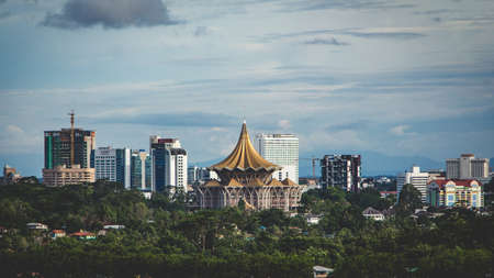 Kuching City Skyline from DBKU Sarawakの写真素材