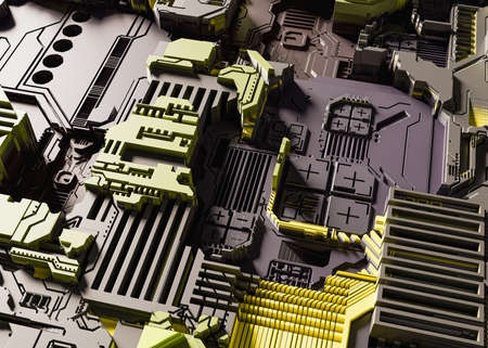 abstract background with electronics. 3D Rendering