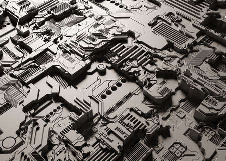 sci-fi abstract background with electronics. 3D Renderingの写真素材