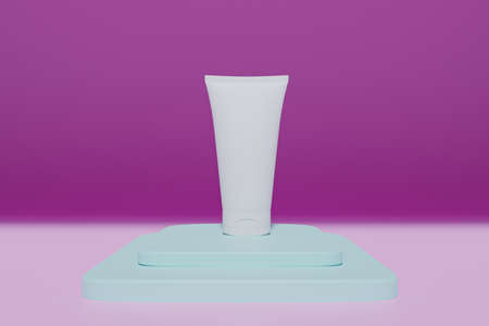 Podium for displaying products. 3D Rendering of design products.