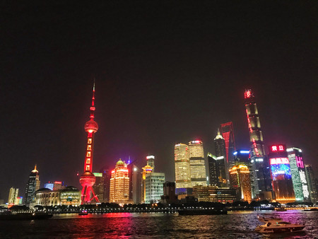 Picture of Shanghai skyline Bund in the dark, China