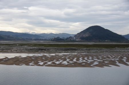 low tide, estuary of Laredo in Cantabriaの写真素材