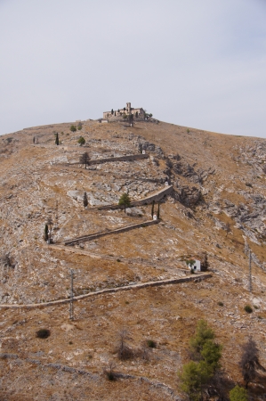 Hermitage at the top of a mountainの写真素材