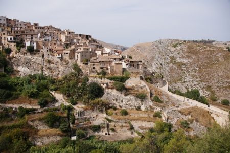 typical village at the top of a mountain in Valenciaの写真素材