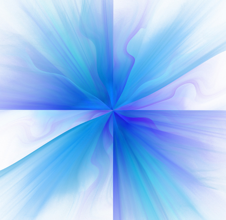 Abstract white background with blue or turquoise color flower or rays in the center texture, fractalの写真素材