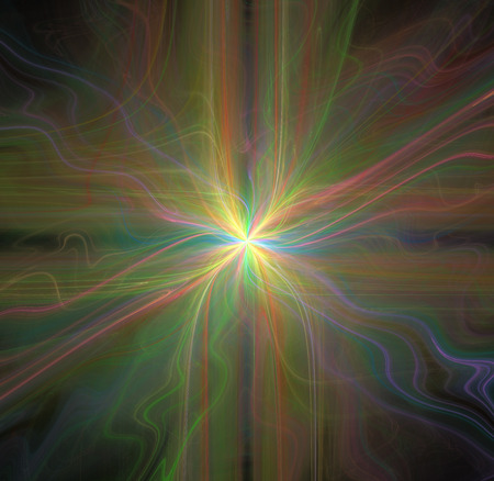 Abstract black background with rainbow colored cross or rays in the center texture, fractalの写真素材