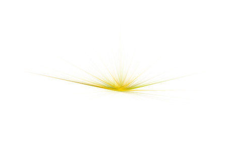 Bright yellow flower dandelion or grass, creative abstract fractal illustration, isolated on white backgroundの写真素材