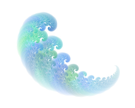 Abstract fractal object with waves or feather texture, isolated on white backgroundの写真素材