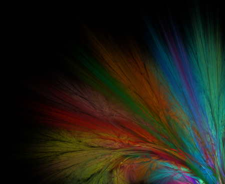 Abstract black background with rainbow flower or rays in the corner textureの写真素材