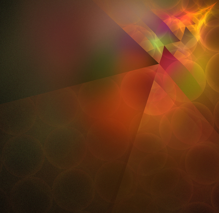 Abstract black background with rainbow, orange colored bokeh rays in the corner texture, fractalの写真素材