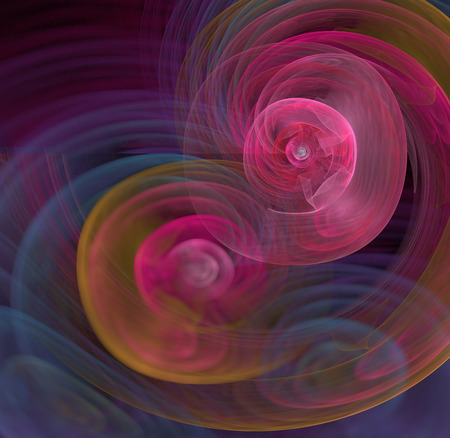 Abstract black and pink background with rainbow concentric spheres of smoke, fractalの写真素材