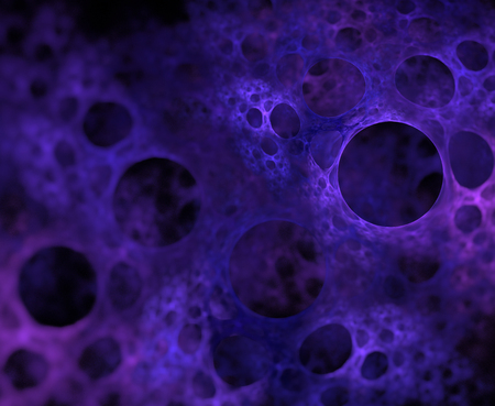 Abstract black background with dark blue foam or bubbles closeup texture, fractalの写真素材