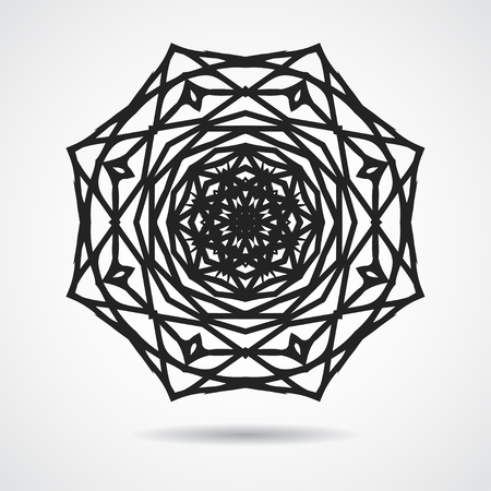 Circle ornament - gothic rose window, isolated black on white, in vectorのイラスト素材