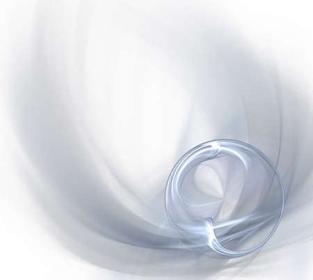 Abstract white background with glass sphere and light grey snow wave texture, fractalの写真素材