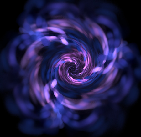 Abstract black background with blue and purple spiral textureの写真素材