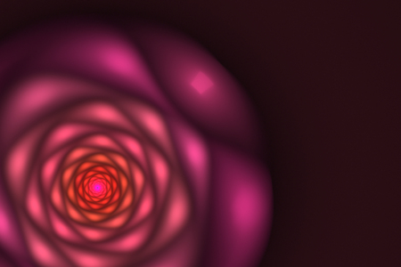Black background with blurred pink and orange rose. Flower texture, fractal pattern. Marsala striped digital flower on purple backdrop.の写真素材