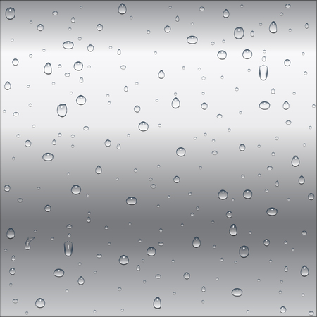 Abstract white and grey metal (aluminium, silver, steel) gradient background with clear water drops texture, vector illustrationのイラスト素材