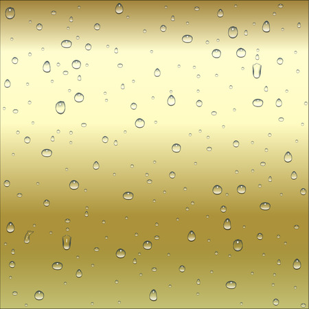 Abstract brown and yellow metal ( gold, bronze ) gradient background with clear water drops texture, vector illustrationのイラスト素材