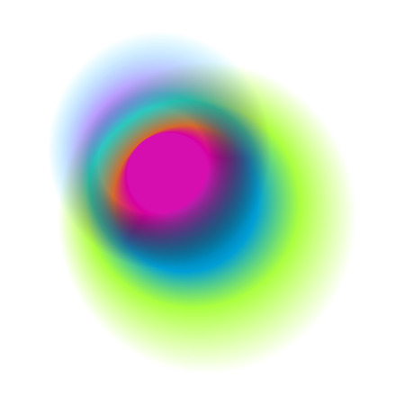 Blue round spot with rainbow colored texture. Green gradient circle isolated on white background. Pink blurred vector pattern.のイラスト素材