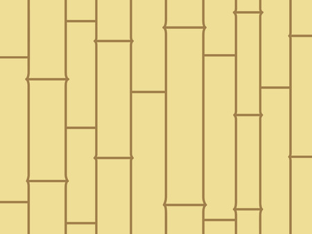 Asian wooden fence or curtain, suitable for booklet decoration, vector pattern. Bamboo stylized abstract background. Yellow and brown poles texture, vertically covering the space.のイラスト素材