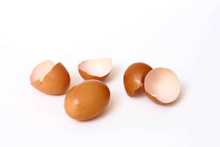 Brown eggs on a white