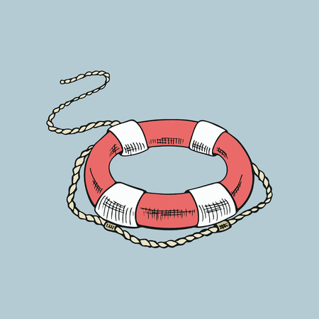 Lifebuoy sketch, hand drawn vector illustration.のイラスト素材