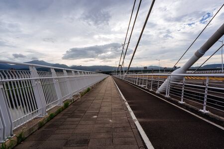 tamsui river bridge roadの写真素材