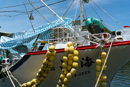 Boat harbor seascape blue sky yilan taiwanのeditorial素材