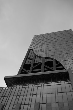 Modern architecture in the city of London, UK. Black and white.の写真素材
