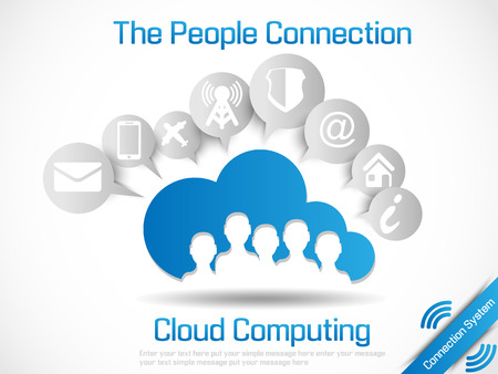 CLOUD COMPUTING WORLD PEOPLE CONNETTINGのイラスト素材