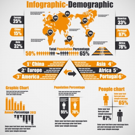 INFOGRAPHIC DEMOGRAPHIC NEW STYLE 10 ORANGEのイラスト素材