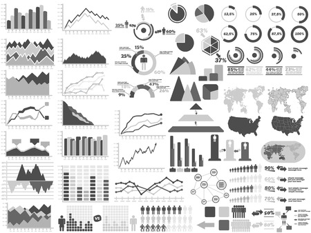NEW STYLE WEB ELEMENTS INFOGRAPHIC DEMOGRAPHIC GRAYのイラスト素材