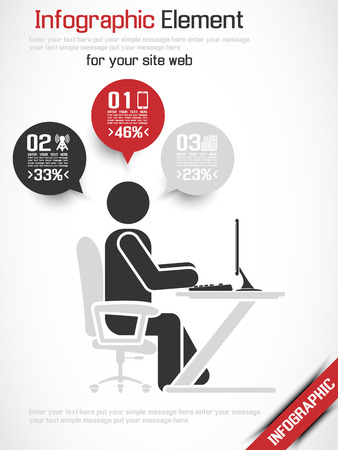 INFOGRAPHIC OFFICE MAN BUSINESS 2 REDのイラスト素材