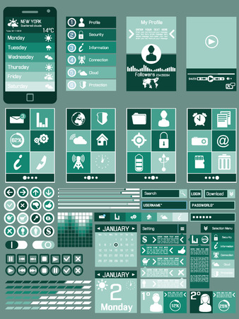 UI FLAT DESIG  COLLECTIONS 4 GREENのイラスト素材