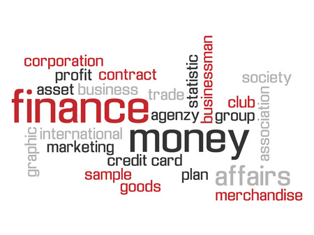 FINANCE WORLD CLOUD CONCEPT TEST AND MORE REDのイラスト素材
