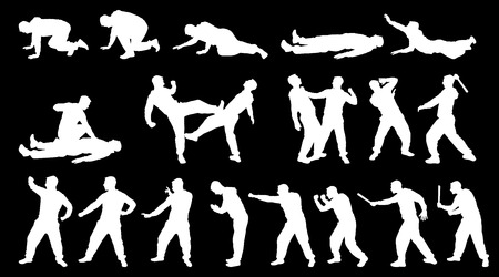 Combat martial arts silhouette man and whiteのイラスト素材