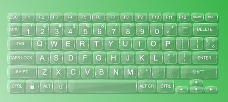 KEYBOARD PC MAC GLASS WHIT SHADOW GREEN TRANSPARENTのイラスト素材