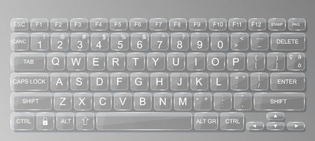 KEYBOARD PC MAC GLASS WHIT TRASPARENT SHADOW GREYのイラスト素材