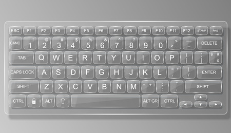 KEYBOARD PC MAC GLASS WHIT SHADOW GREYのイラスト素材