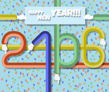 2016 HAPPY NEW YEAR FLATのイラスト素材