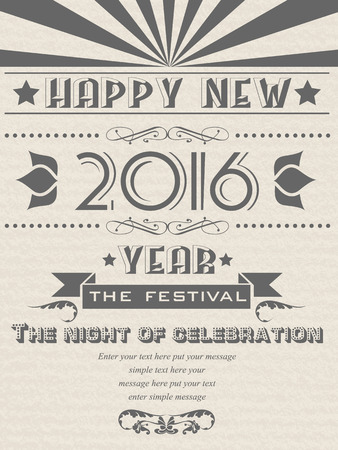 2016 HAPPY NEW YEAR FLAYER VINTAGE RETRO POSTERのイラスト素材