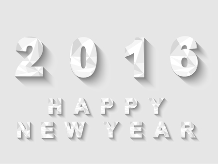 2016 LOW POLY WHITE HAPPY NEW YEARのイラスト素材
