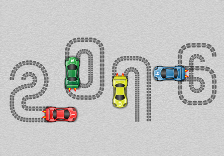 2016 RACE CARS HAPPY NEW YEARのイラスト素材