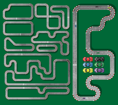 

Ten Tracks with circuit racing cars のイラスト素材