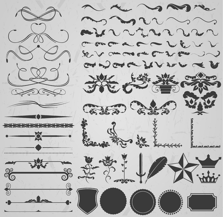 MEGA COLLECTION VINTAGE LABEL FRAME RETRO PAGE ELEMENT SET TWOのイラスト素材