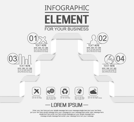 ELEMENT FOR INFOGRAPHIC  TEMPLATE GEOMETRIC FIGURE FOUR OPTIONS SIMPLE  THIRD EDITION WHITEのイラスト素材